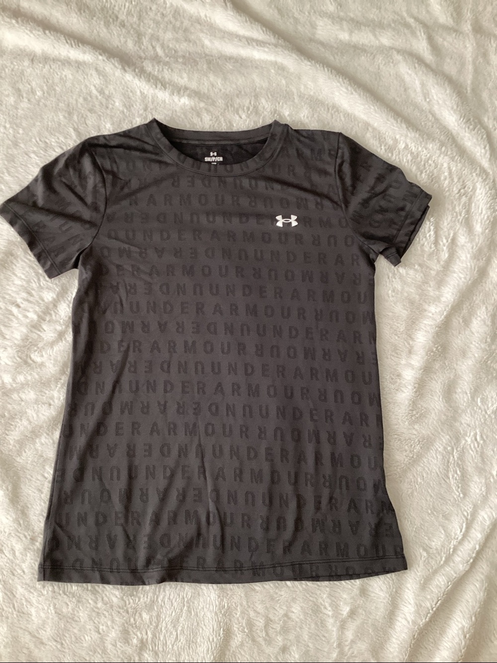 S Short Sleeve Gray Under Armour UA Velocity Wordmark Jacquard all over wordmark